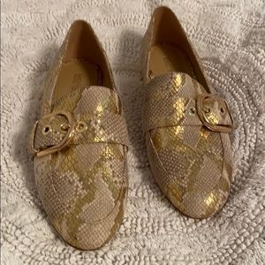 Michael Korda gold eel flats. Worn only once.